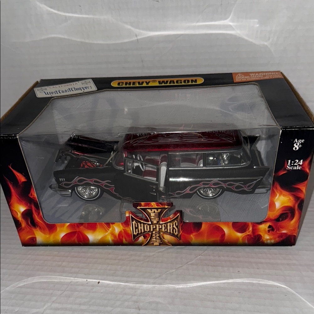 Diecast 1:24 Chevy Wagon by West Coast Choppers (Red & Black) Item #75111 H.406